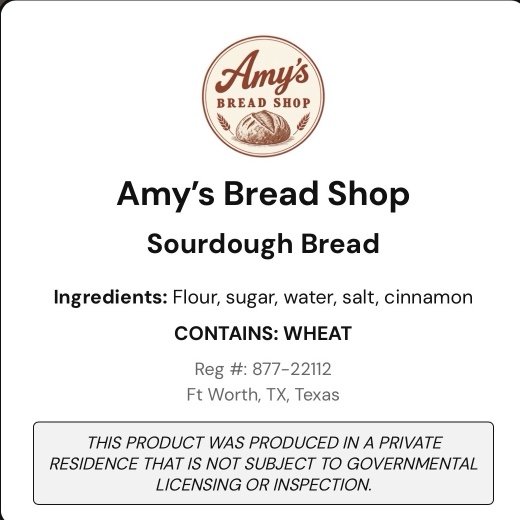 A finished label in the cottage food label maker
